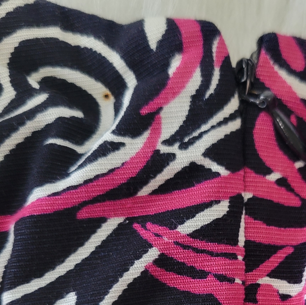 LOFT Strapless Black Pink & White Floral Swirls Dress 10 EUC Abstract Shelf Bra - Picture 10 of 10